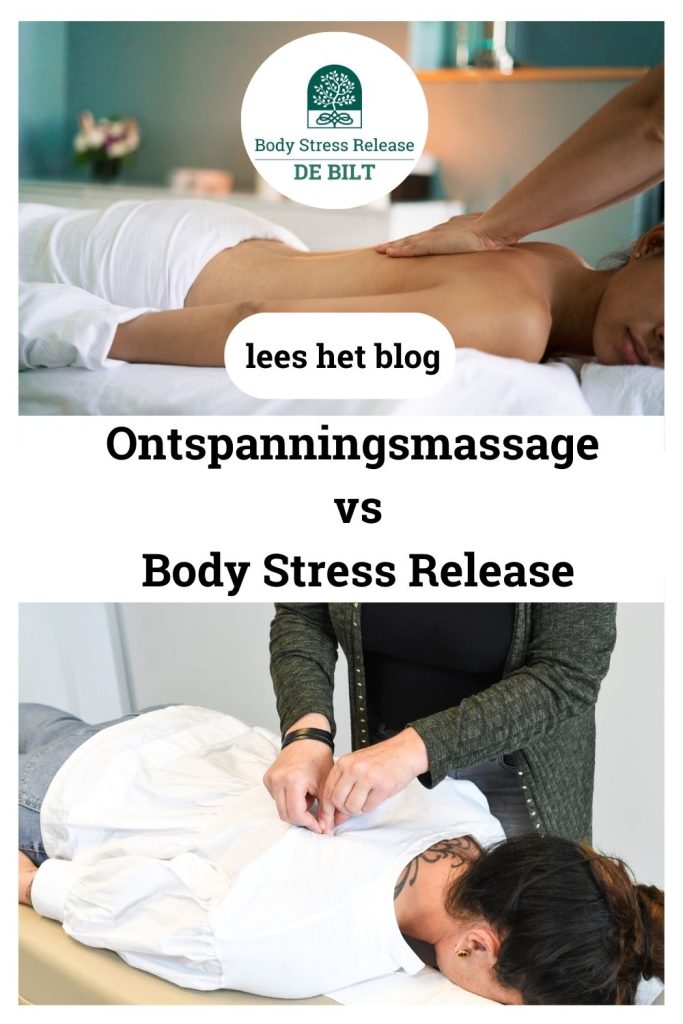 Afbeelding die de verschillen tussen ontspanningsmassage en Body Stress Release laat zien.